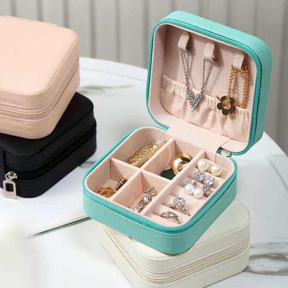 Leather Travel Jewelry Organizer Box for Women – Portable Storage Case for Hair Accessories & Rings – Classic Style – All Season
